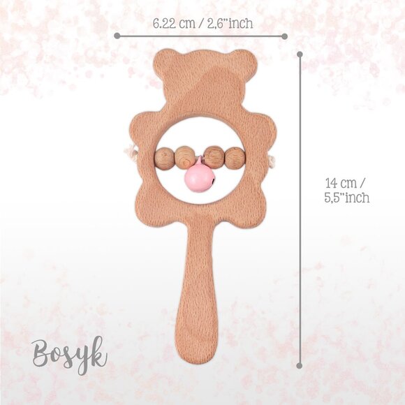 NEW - Rabbit Set  PinkTeether Wooden Rattles - Picture 4 of 5